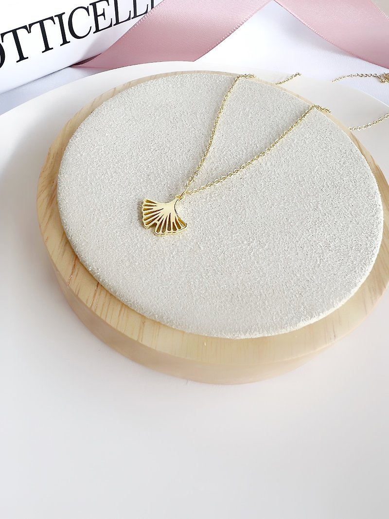 【Delicate Gift Box】Gingko Wire Necklace S925 18KGF-Late Autumn #Seasonal Natural - Necklaces - Sterling Silver Silver