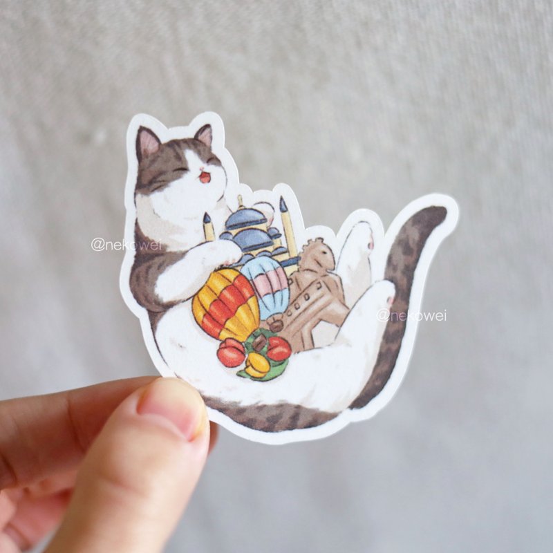 Turkish cat cat 2023 Turkey earthquake prayer sticker cat cat cat cute original - สติกเกอร์ - กระดาษ สีกากี