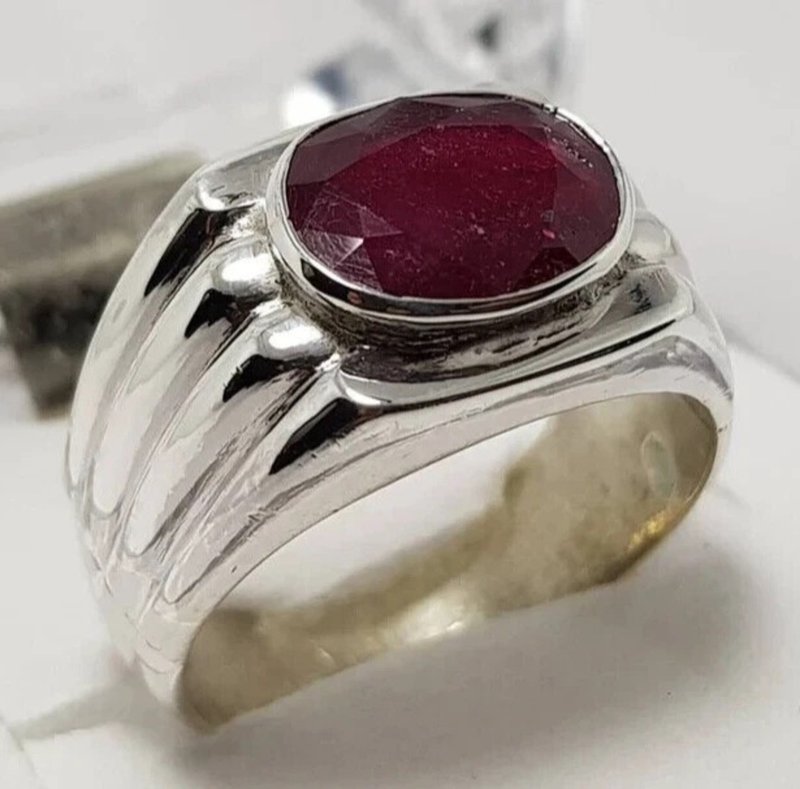 Mens Pigeon Blood Ruby ring winza, Tanzania Yaqoot ring Old ruby mens ring gift - 戒指 - 寶石 紅色