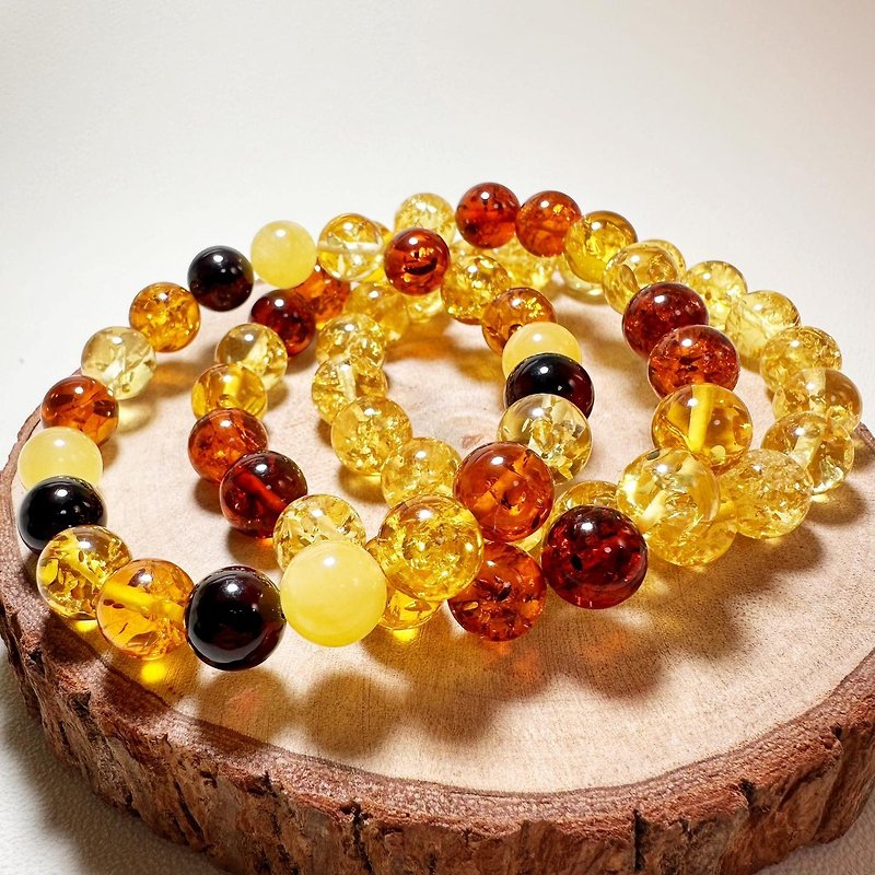 Polish connection natural flower amber hand beads - Bracelets - Crystal Yellow