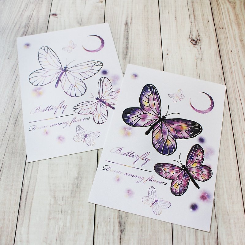 postcard　butterfly　 Star trace - Cards & Postcards - Paper Purple