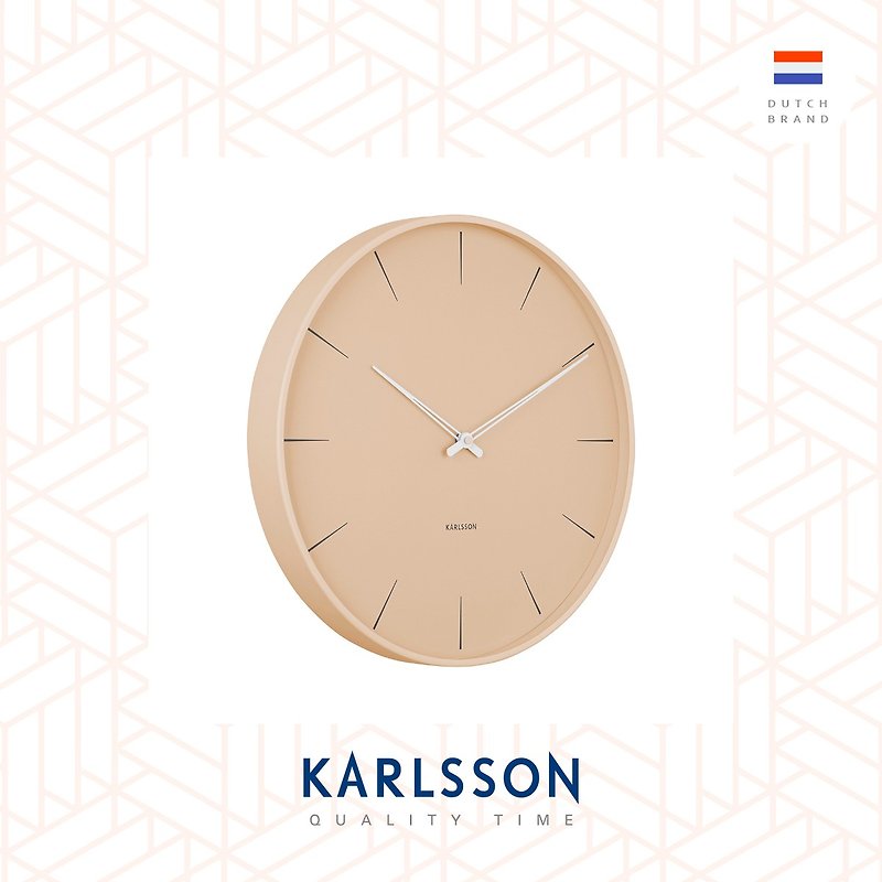 荷蘭Karlsson 40cm wall clock Lure sand brown設計師掛鐘沙啡色 - 時鐘/鬧鐘 - 其他金屬 橘色