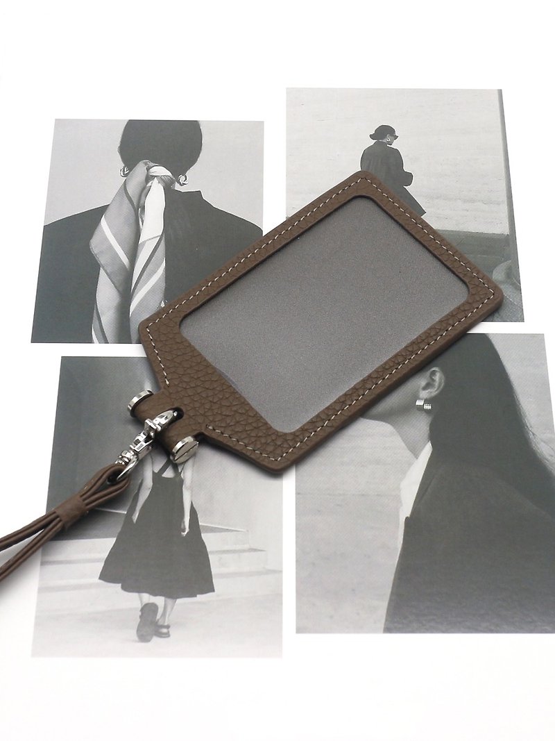 [Customized] Togo pebbled leather neck badge card holder - ID & Badge Holders - Genuine Leather 