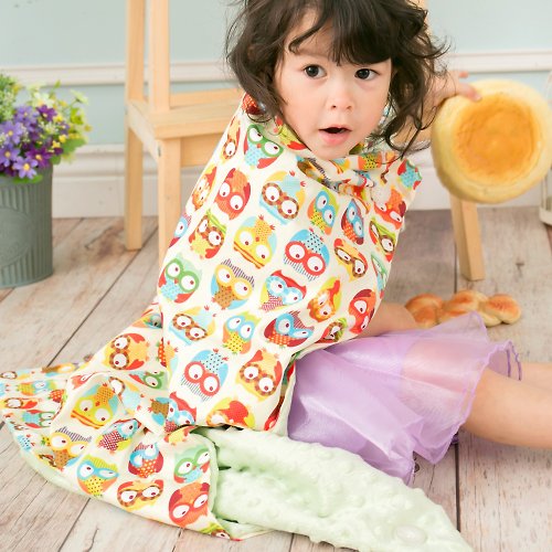 Cutie Bella 美好生活精品館 Minky多功能 點點顆粒 攜帶毯嬰兒毯冷氣毯被 薄荷綠-貓頭鷹