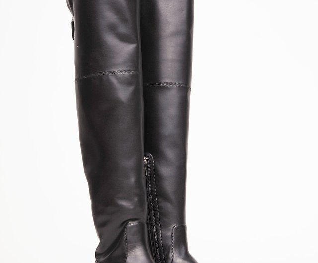 two way knee-high boots -black - Shop TanArmoa Women's Boots - Pinkoi
