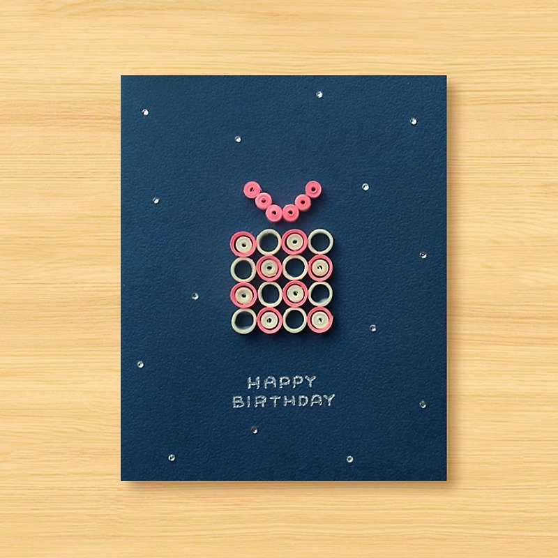 Handmade paper roll luminous card _ cute honeycomb birthday gift box A-birthday card - Cards & Postcards - Paper Blue