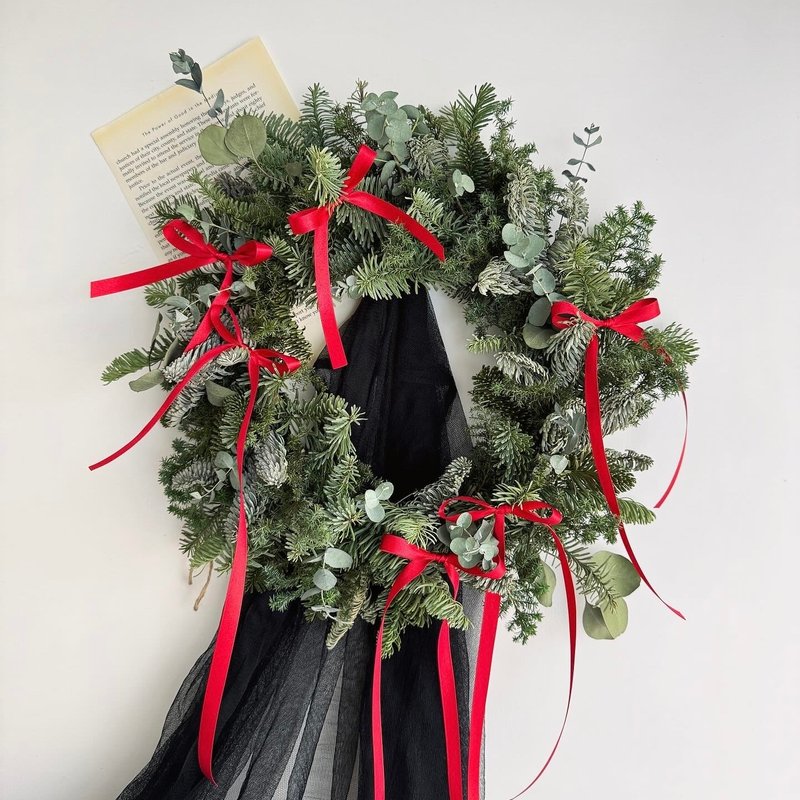 Eden Flowers Muranobe Pine Cedar Ribbon Wreath - Dried Flowers & Bouquets - Plants & Flowers Green