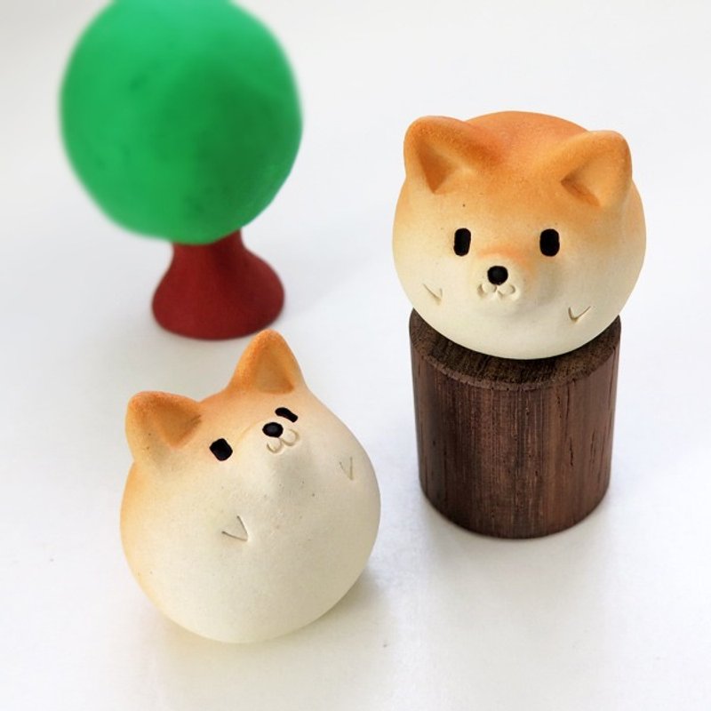 Shiba Inu figurine of Ceramics New! "2 Shiba balls A" Shiba is Japanese dog. - 擺飾/家飾品 - 其他材質 橘色