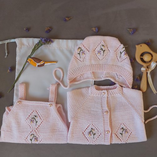 Usfura Design Knitted Baby Clothes Cute Baby Set for Photography Organic Cotton Baby Girl Set