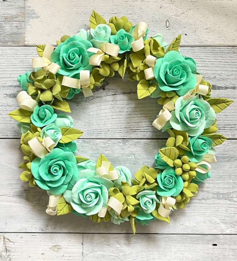 [Clay Art] Colored with natural green and ice green * French style wreath - Plants - Pottery 