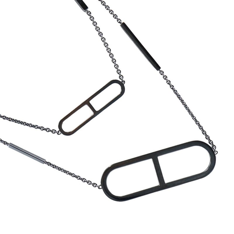 【日本直送】エルメス HERMES エヴァ―シェーヌダンクル ネックレス シルバー925 グレー 約43g レディース【中古】 - 項鍊 - 銀 黑色