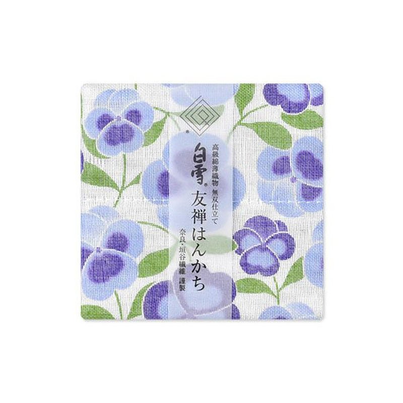 Kyo Yuzen dyed handkerchief/pansy blue - Handkerchiefs & Pocket Squares - Cotton & Hemp Blue