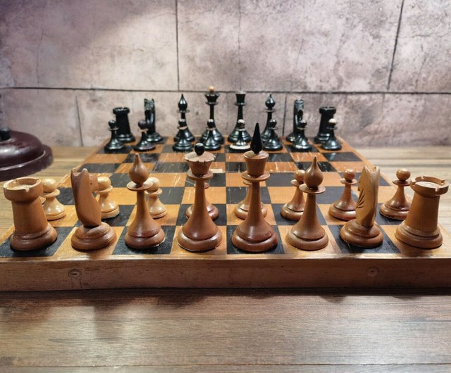 1950s old chess set USSR wooden vintage chess board 29x29cm - Shop Chess24  Board Games & Toys - Pinkoi