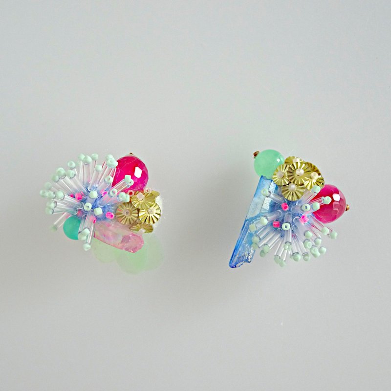冰柱馬賽克 // 櫻桃 // 耳飾 - 耳環/耳夾/耳骨夾 - 半寶石 多色