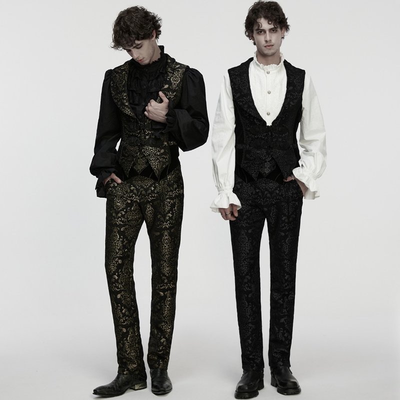 所羅莫納里宮廷刺繡西服套裝 / 長褲 / 馬甲 - 黑 / 金 - 男西裝外套 - 其他材質 金色