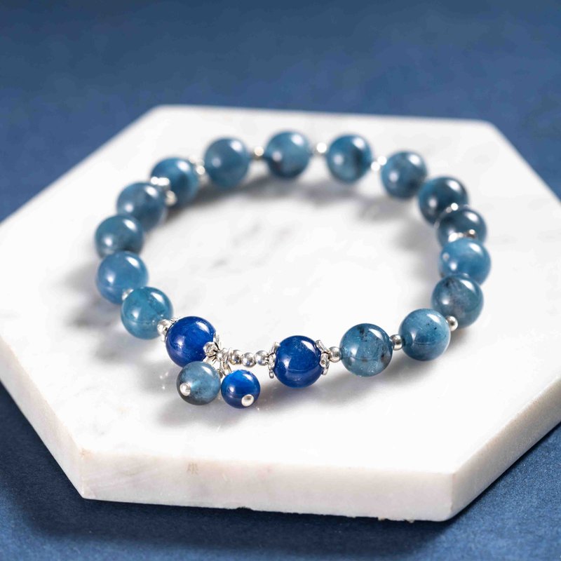 Aquamarine, Kyanite, 925 Sterling Silver Findings Bracelet - สร้อยข้อมือ - เครื่องประดับพลอย สีน้ำเงิน