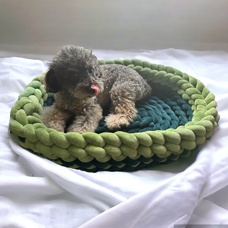 Oval woven pet bed - ที่นอนสัตว์ - ผ้าฝ้าย/ผ้าลินิน สีเขียว