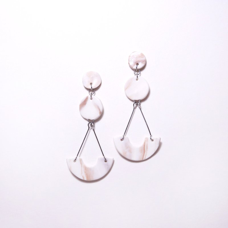 Stone Geometric White Porcelain Earrings-Rose Grey