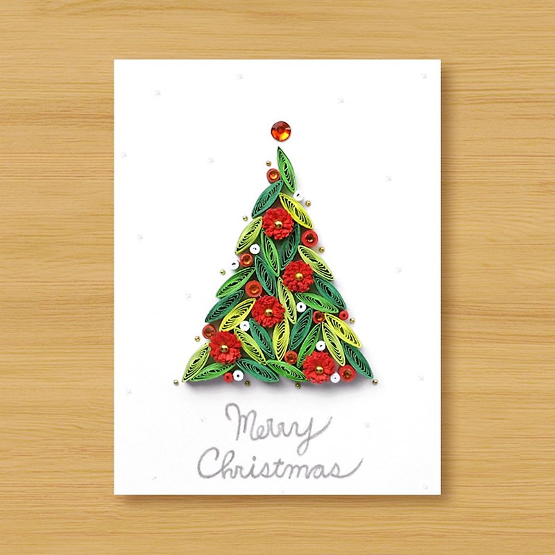 (選べる3種類) 手漉きロールカード_遠いクリスマスシーズンの恵み - カード・はがき - 紙 グリーン