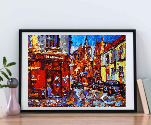 街並み絵画オリジナルアートヨーロッパの街並み油絵 - ショップ 