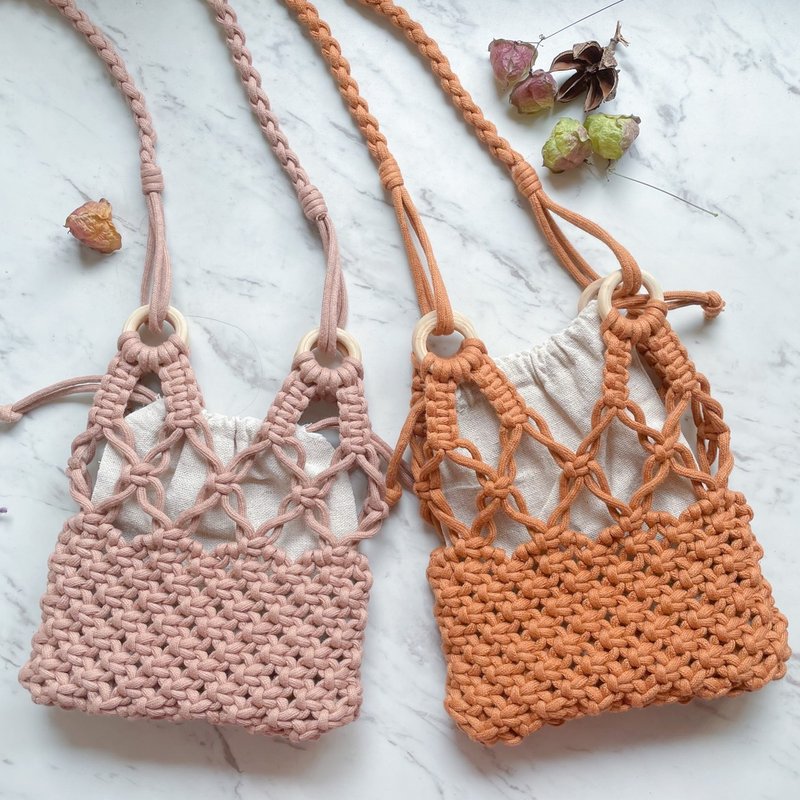 Macrame Cross-body Bag | Kitten - กระเป๋าแมสเซนเจอร์ - ผ้าฝ้าย/ผ้าลินิน ขาว