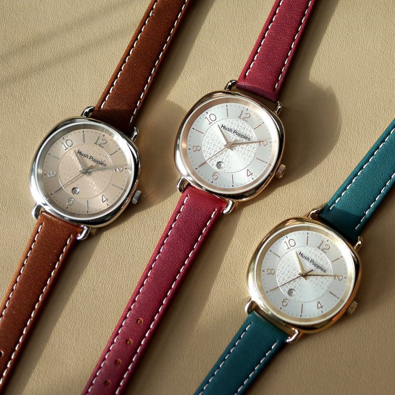 Hush Puppies | Three-hand Brown Leather Watch (HP3897) - นาฬิกาผู้หญิง - สแตนเลส สีทอง