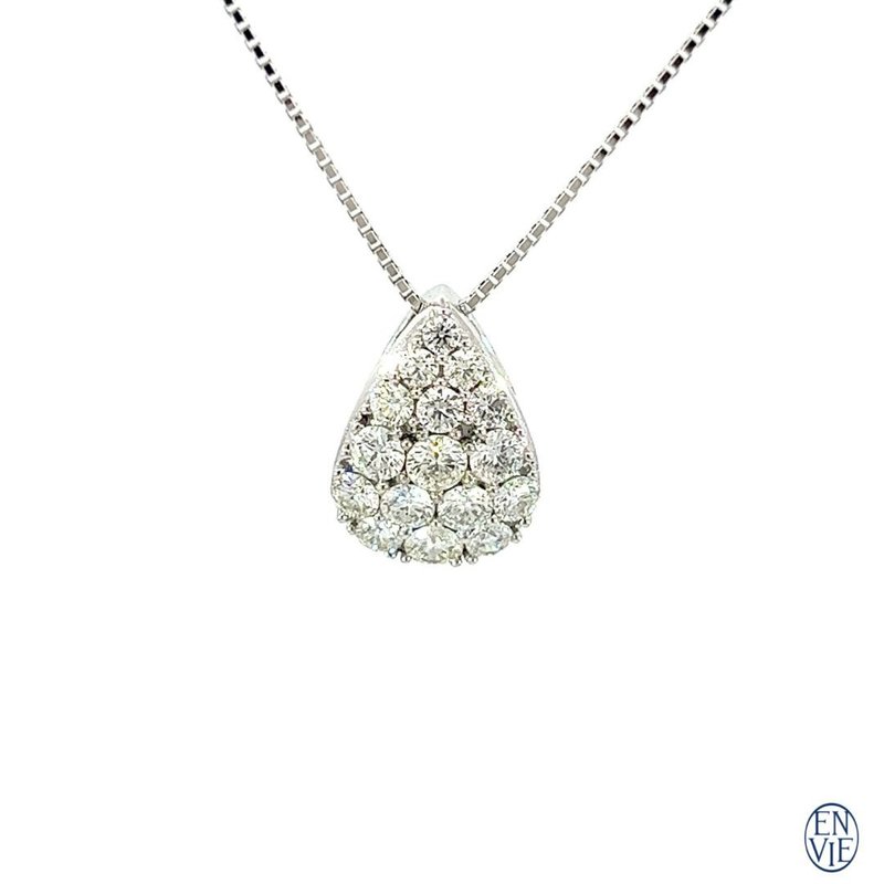 18K白金 天然鑽石墜鍊 18K Diamond Necklace - 項鍊 - 貴金屬 