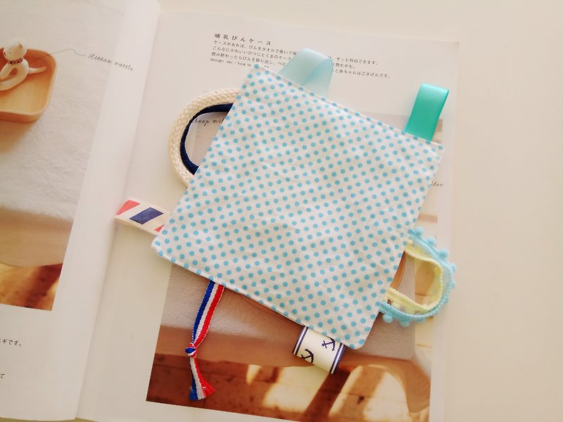 Blue dot point moon gift appease towel appease small square towel tactile square towel paper towel comfort toy - Bibs - Cotton & Hemp Blue