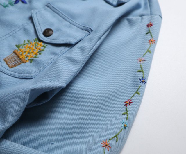 70s USA古着 シャツジャケット 花柄 刺繍 カバーオール vintage 544350499224adfcd07882dc36c5dd