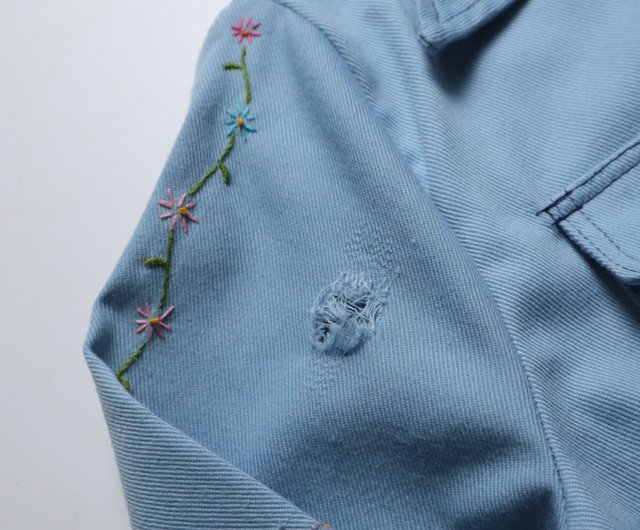 70s USA古着 シャツジャケット 花柄 刺繍 カバーオール vintage d9b70b80ab8be4e2afe676380d9fe2