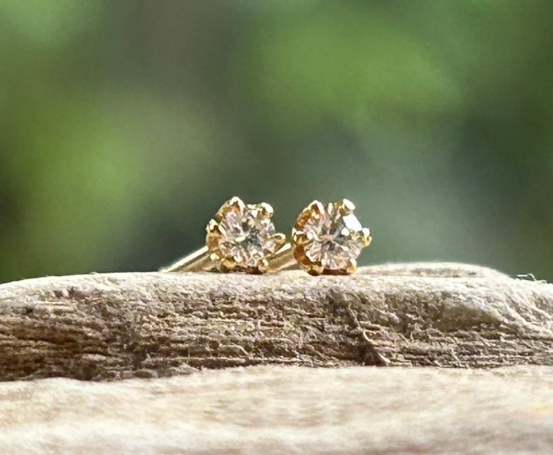 天然ダイアモンド◇K18イエローゴールド／スタッドピアス（ペア）0.05CT TWT - 耳環/耳夾/耳骨夾 - 其他金屬 金色