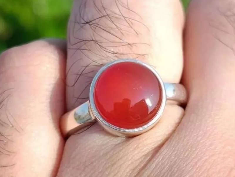 Natural Mens Red Agate Ring Red Carnelian Ring For Men Silver 925 Handmade Ring - General Rings - Gemstone Red