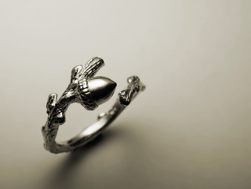 松果枯枝戒指 - 戒指 - 其他金屬 銀色