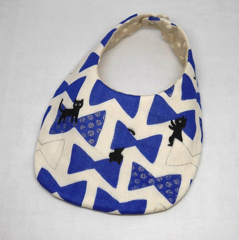 【Last 1】Japanese Handmade 4-layer-double gauze Baby Bib  - Bibs - Cotton & Hemp Blue