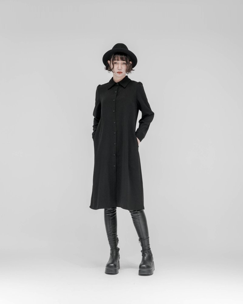 MUKK DESIGN princess sleeve long shirt - One Piece Dresses - Polyester Black