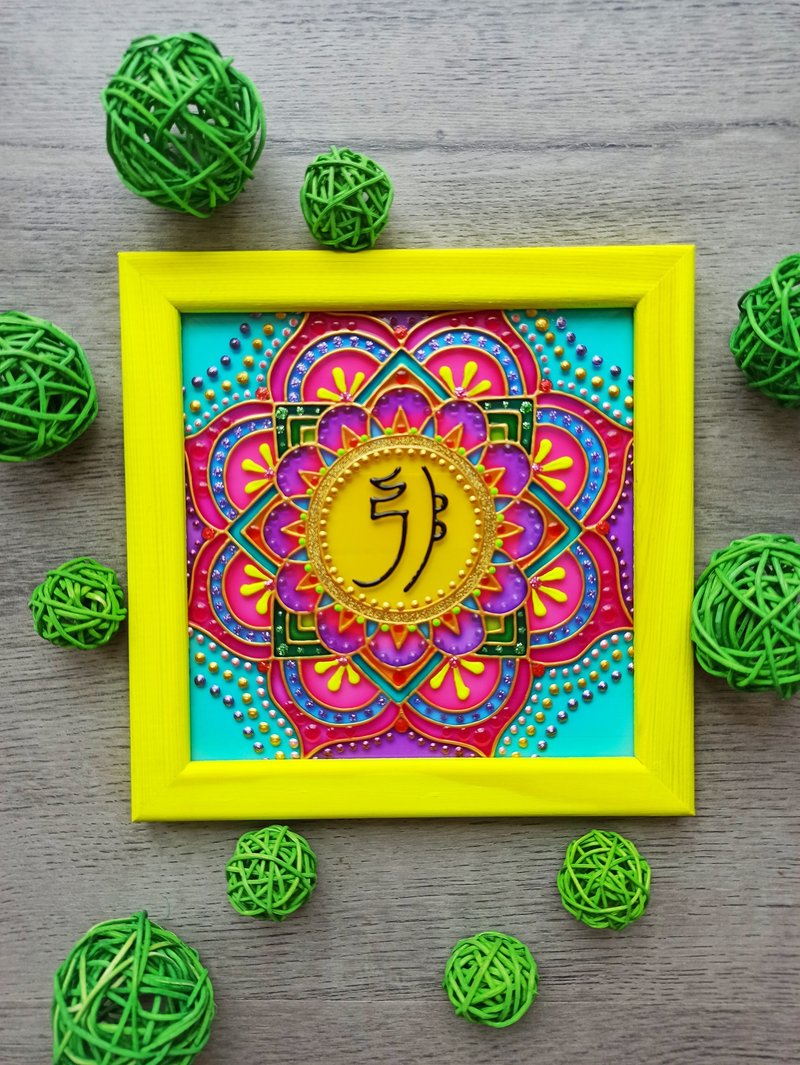 Reiki symbols wall decor Sei He Ki glass mandala Usui Reiki power symbol art - ตกแต่งผนัง - แก้ว สีเหลือง