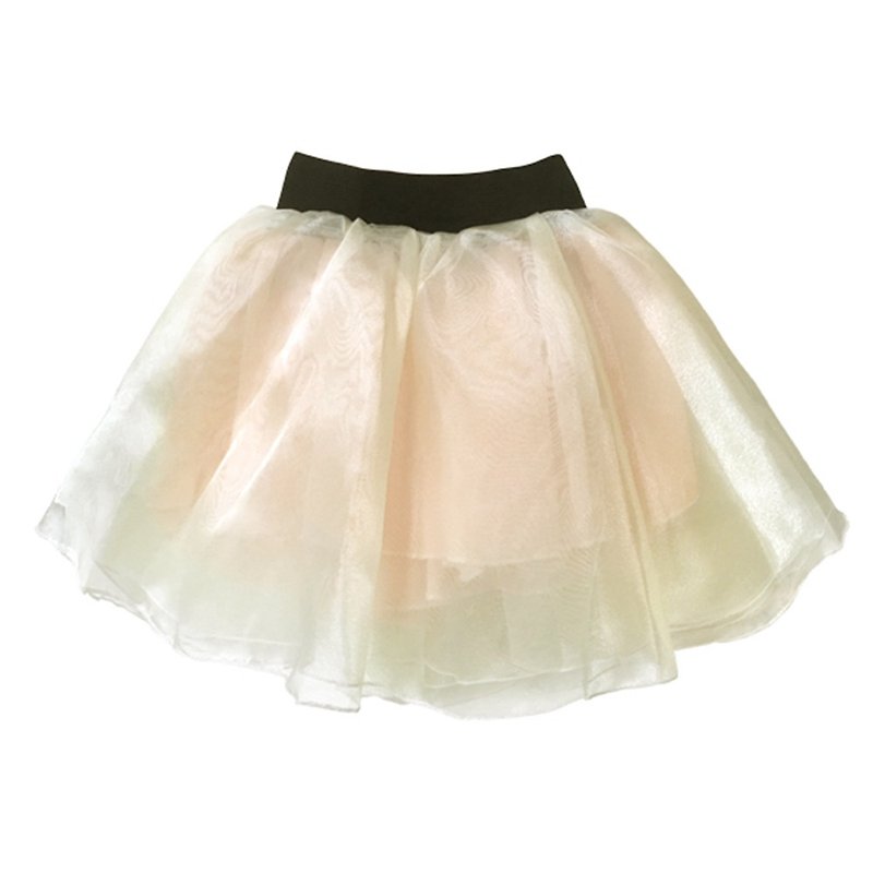 Cutie Bella elegant style organza skirt short skirt with elastic skirt Organza Cream - กระโปรง - เส้นใยสังเคราะห์ 