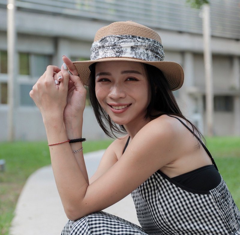 Unni雅人韻士草帽-編織帽 帽子 登山帽 草帽 防曬 straw hat 禮帽 - 帽子 - 植物．花 咖啡色