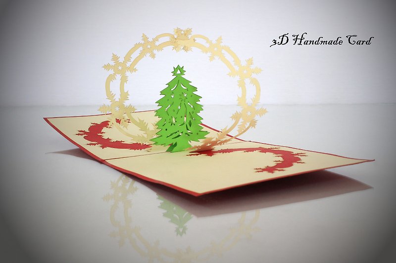 3D handmade creative Christmas series cards~ - การ์ด/โปสการ์ด - กระดาษ สีแดง