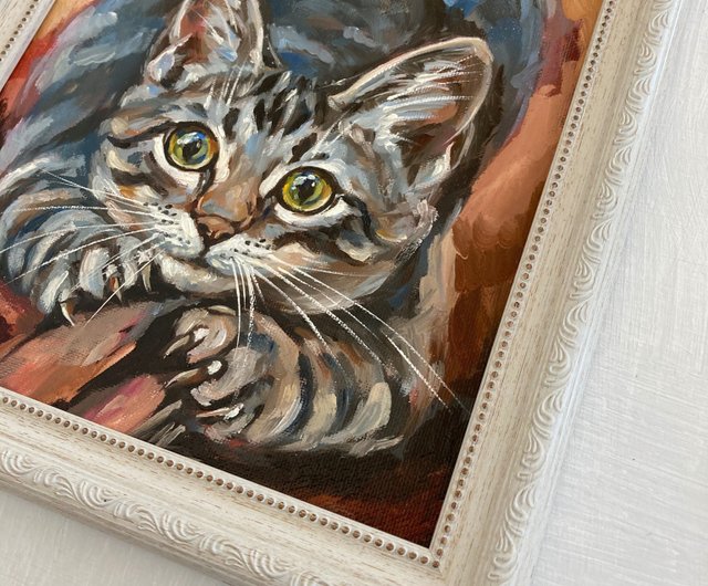 豊富買蔵 絵画 油絵 猫 猫雑貨 オリジナル アクリル画 可愛い