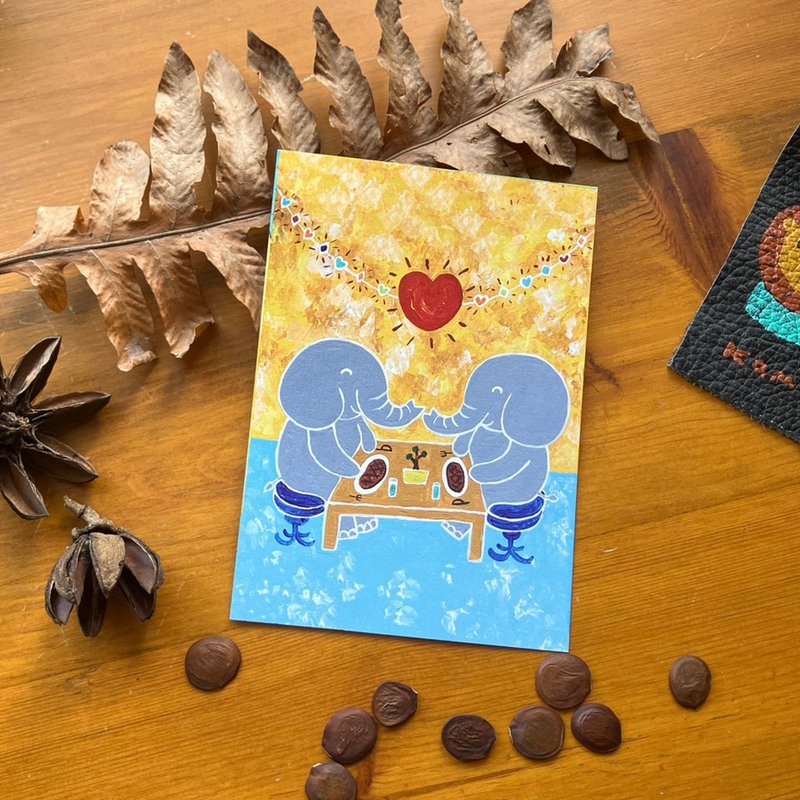 ポストカード ∣ 子象のデート - はがき・メッセージカード - 紙 グリーン