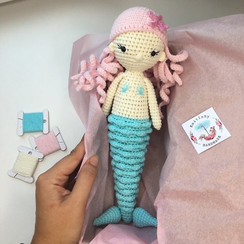 KnitInBy 美人魚娃娃手工製作 嬰兒禮物娃娃 孫女禮物