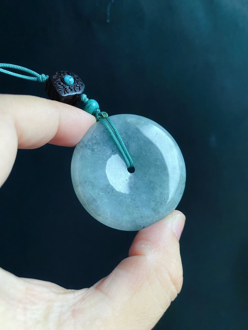 天然緬甸玉翡翠 烏雞 綠底 平安扣 黑檀木 綠松 包掛 手機掛 禮物 - 吊飾/掛飾 - 玉石 綠色