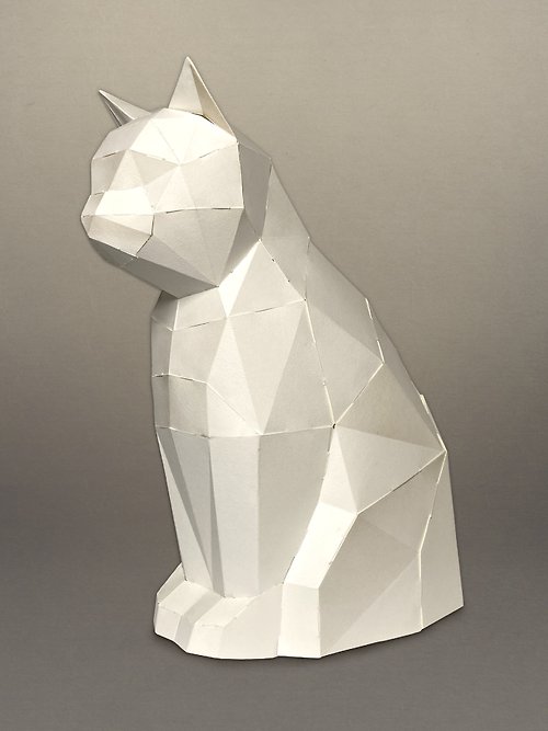 Wizhead 【酷比頭紙模型】純白貓咪 | 免剪貼 手作 立體拼圖