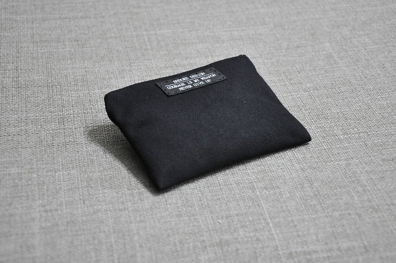ENDURE / black canvas coin purse - กระเป๋าใส่เหรียญ - ผ้าฝ้าย/ผ้าลินิน สีดำ