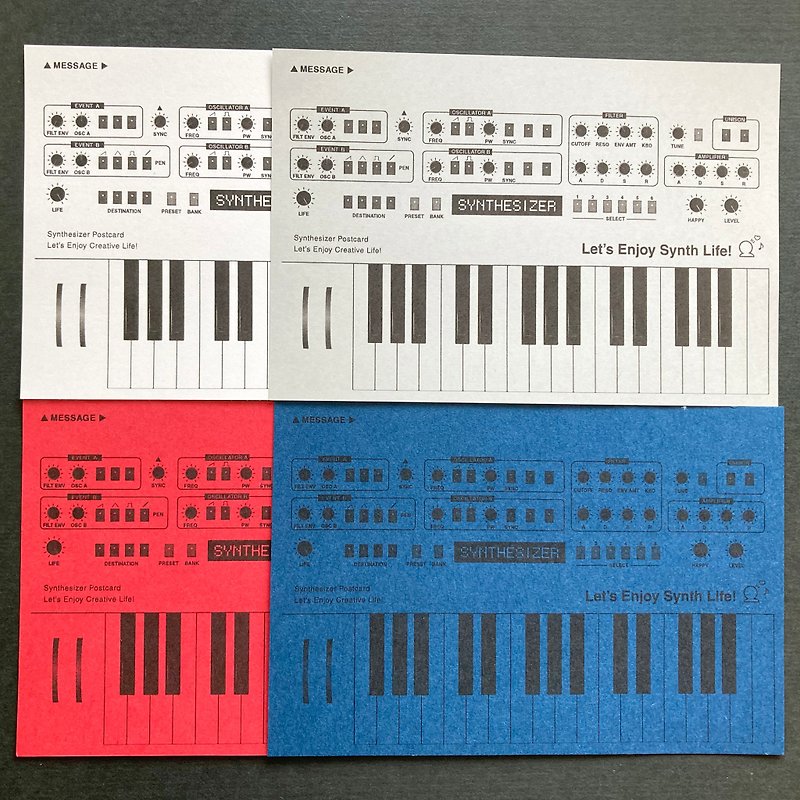 【ポストカード】シンセサイザーポストカード4枚セット　Cool Tone Set - 卡片/明信片 - 紙 灰色