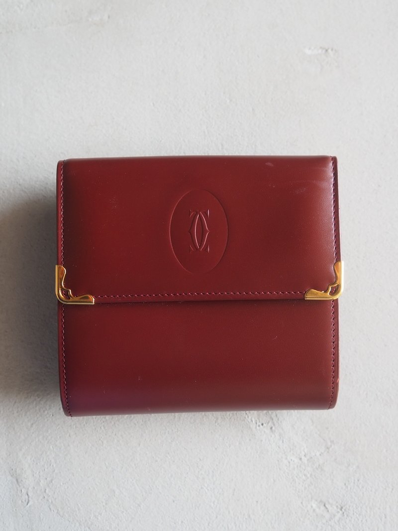 Cartier カルティエ マストライン コンパクト ウォレット ボルドー レザー ヴィンテージ - 錢包/皮夾/長短夾 - 真皮 紅色
