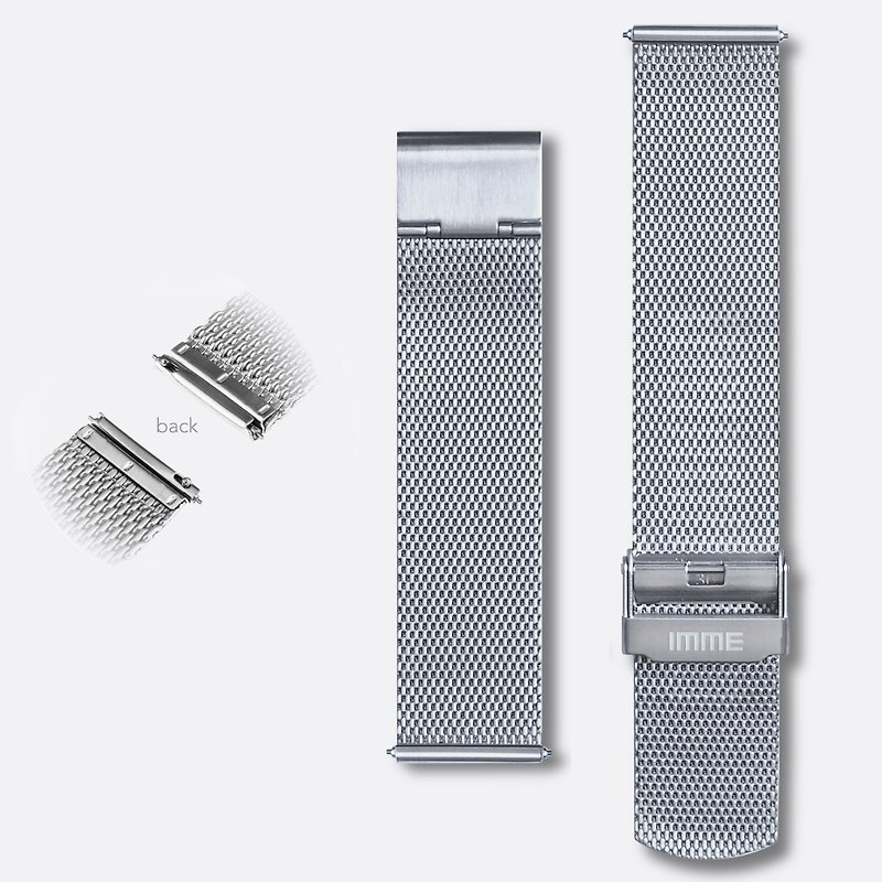 Stainless steel mesh band | Black plated | 20mm - Watchbands - Other Metals Silver