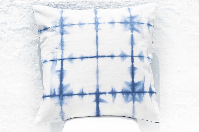 Blue dyed pillowcase/cotton pillowcase/printed pillowcase/indigo blue dyed pillowcase-blue dyed geometric style - Pillows & Cushions - Cotton & Hemp Blue