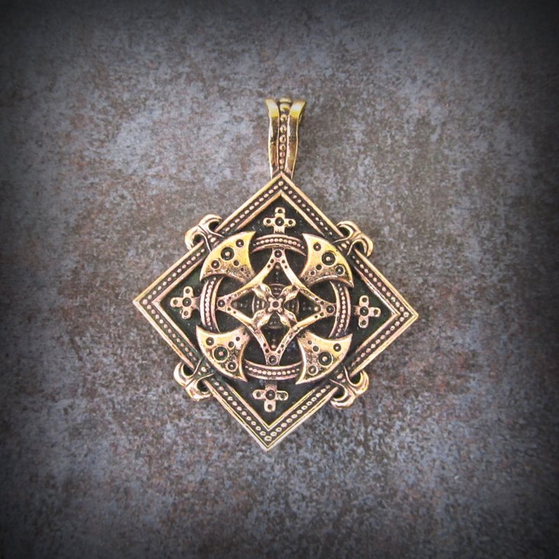 Square brass cross necklace pendant,Vintage Brass Cross necklace pendant, charm - พวงกุญแจ - ทองแดงทองเหลือง สีทอง